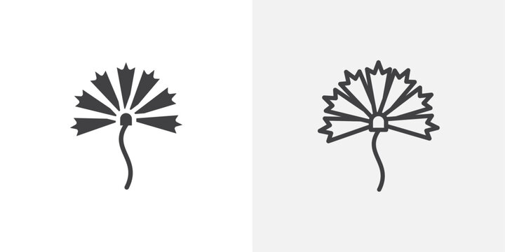 Carnation icons in filled and outline versions for ui designs