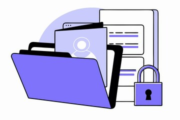 Poster - A digital illustration showing a secured folder with files, emphasizing data protection and privacy.