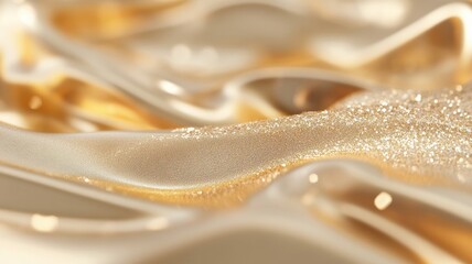 Poster - shiny golden fabric radiating luxury, catching light with celebratory glitter, embodying elegant delicate glamour background