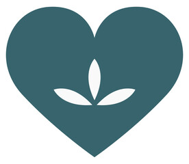 Wall Mural - Love heart with leaves symbol.