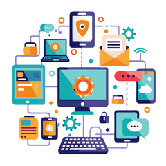 Poster - Various devices such as smartphones, tablets, and computers are depicted coming to life after effective troubleshooting, symbolizing connectivity and technology's impact