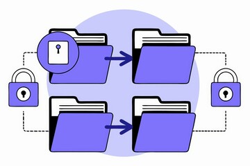 Poster - A digital illustration depicting secured folders with a lock symbol, showcasing data protection and file management concepts.