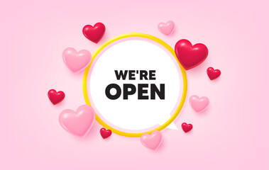 Aufkleber - open frame banner. speech bubble offer. we are open tag. promotion new business sign. welcome advert