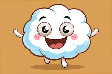 Poster - Happy cloud character with expressive face and cheerful demeanor in a playful vector illustration