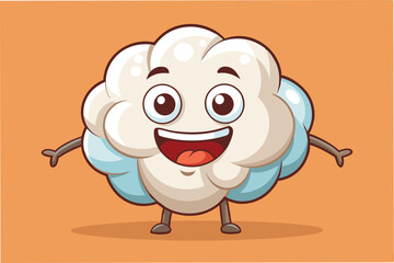 Poster - Happy cloud character with expressive face and cheerful demeanor in a playful vector illustration