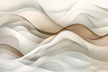 Aufkleber - Elegant white and beige abstract background with wavy lines in soft neutral colors creating a calming visual experience
