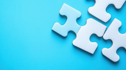 Poster - Single puzzle piece isolated on a clean white background symbolizing problem solving and unity