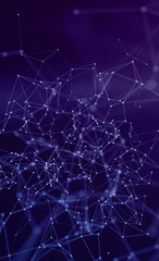Leinwandbilder - Plexus mesh connecting dots and lines forming futuristic data network