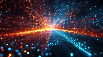 Poster - Striking black and blue background illuminated with numerous lights creating a stunning visual effect