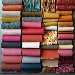 Poster - An above View of Interior Design of Valentines Day fabric swatches and decor that is colorful and whimsical.