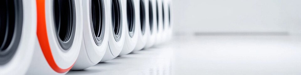 Aufkleber - Precision Industrial Design Minimalist Monochrome Wheel Array Showcasing Geometric Symmetry, Innovation, and Advanced Manufacturing Aesthetics