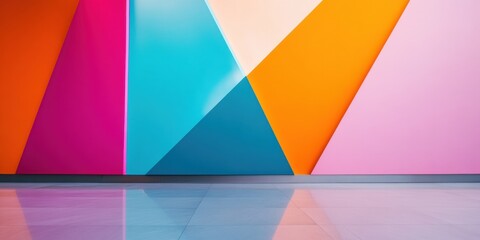 Aufkleber - Minimalist Chromatic Flow Geometric Abstract Design Showcasing Bold Color Blocking, Contemporary Digital Marketing Aesthetic for Creative Branding Strategies