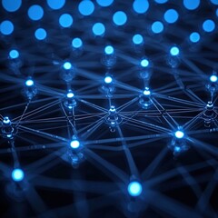 Poster - Network of blue spheres forming an intricate pattern representing connectivity and modern technology
