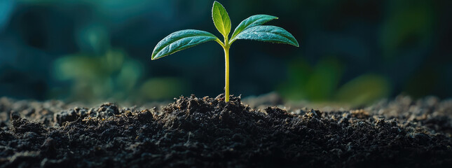 Poster - A small plants growing from the soil, symbolizing growth and new life in nature.