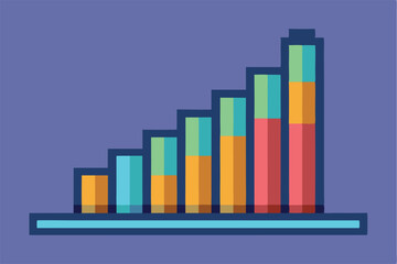 Leinwandbilder - Vector illustration of a colorful bar graph displaying data trends, showcasing growth with various heights and vibrant colors against a light blue background