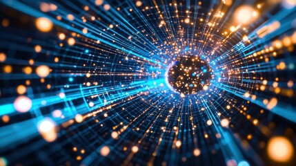 Poster - Bright blue and orange light blending together to create a dynamic and energetic visual effect