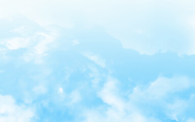 Aufkleber - Background with clouds on blue sky. Sky Blue Background, Vector Clear Sky Cloud. Sunny day with sunlight morning in Winter, Horizon Nature Landscape Vector background. 