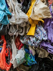 Poster - Vibrant pile of colorful paper sheets in various shades creating a playful and artistic display