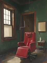 Poster - Striking red chair placed in a room adding a bold accent to the interior decor style