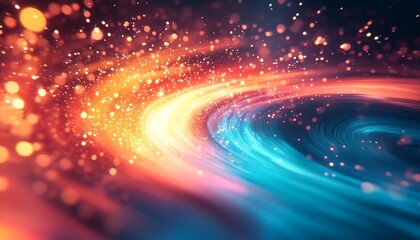 Poster - Abstract Swirls. Red, Turquoise, Yellow Background. Gently Swirling Contours, Bokeh, Warm Glow.