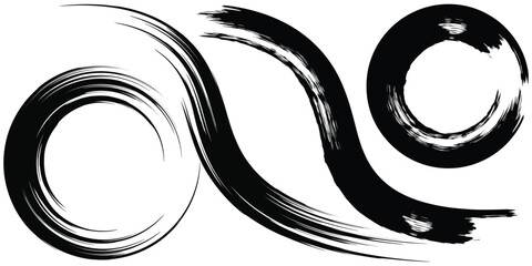 Wall Mural - Rough blue spiral brush strokes with spray texture. Hand drawn broken edges, simple modern art eps10.