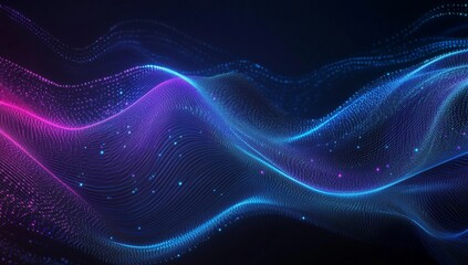 Wall Mural - abstract background with blue and purple waves of glowing lines on a dark backdrop, an ai concept.