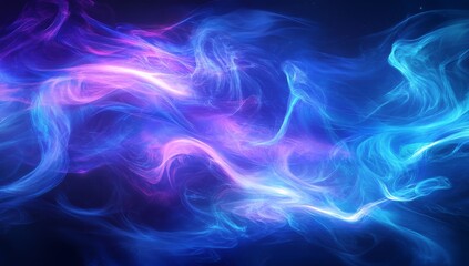 Wall Mural - abstract background with blue and purple waves of glowing lines on a dark backdrop, an ai concept.