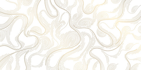 Poster - Vector white and gold line luxury organic pattern. Japanese style abstract wave, elegant water, contour, topography, cloud elegant texture. Premium fancy minimal template.