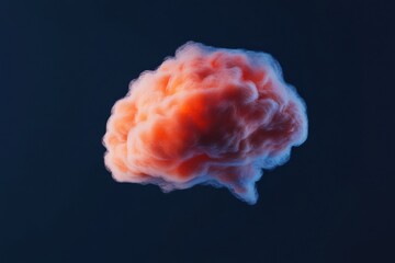 Leinwandbilder - Neuromorphic AI Visualization Ethereal Coral-Toned Brain Cloud in Deep Space - Cognitive Computings Luminescent Frontier of Technological Imagination