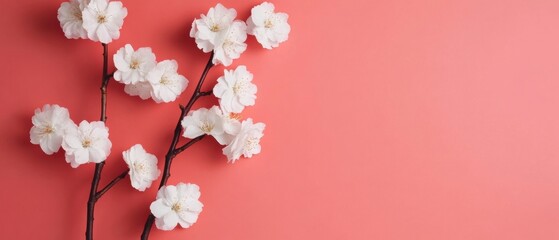 Poster - Soft Minimalist Cherry Blossom Elegant Japandi-Inspired Floral Art for Wellness Branding, Modern Lifestyle Content and Tranquil Design Aesthetics