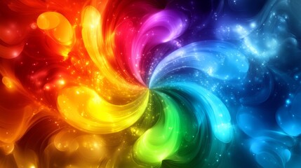 Poster - Abstract Swirling Rainbow Lights, Vibrant Colors, and Dynamic Energy Background for Design Projects