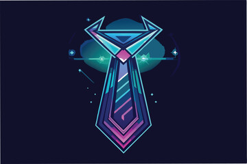 Aufkleber - Graphic design showing a modern tie illustration with geometric shapes and vibrant colors on a dark background, symbolizing style and professionalism