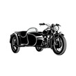 © Kiss - Vintage Motorcycle with Sidecar Retro Vector Illustration for Design Projects