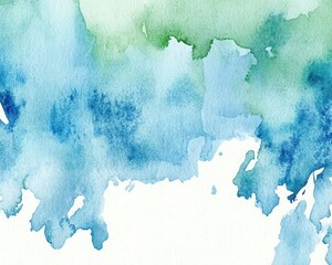 Poster - Soft blue and light green watercolor splashes forming a peaceful refreshing background