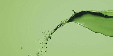 Poster - Dynamic Green Liquid Splash: a striking display of fluid dynamics, with vibrant green liquid splashing. Captured against a seamless gradient, this image embodies energy, freshness.