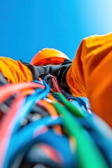 Poster - Electrifying Industry 0 High-Visibility Safety Tech Meets Vibrant Network Infrastructure - Precision Engineering Visual for Digital Transformation