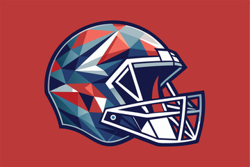 Aufkleber - Creative vector illustration of an abstract football helmet design featuring bold colors and geometric shapes, perfect for sports enthusiasts