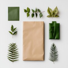 Aufkleber - Sustainable Packaging Design Minimalist Eco-Friendly Kraft Paper with Botanical Elements - Green Innovation for Conscious Brands and Environmental Marketing