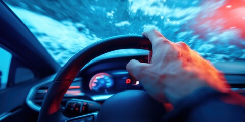 Leinwandbilder - Immersive Automotive UX Next-Gen Digital Driving Experience with Futuristic AR Interface, Dynamic Motion Visualization for Autonomous Transportation Innovation