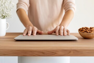 Aufkleber - Minimalist Wellness at Work Ergonomic Standing Desk Aesthetic with Mindful Nutrition - Holistic Productivity Solutions for Modern Professionals
