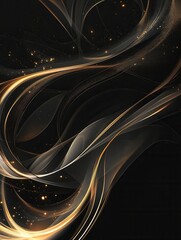 Poster - Elegant abstract design with gold accents swirling against a dark background for modern decor or branding