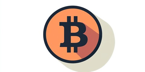 Poster - Illustration of a Bitcoin Symbol on a Flat Background Showcasing Cryptocurrency in a Modern Design