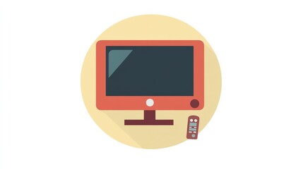 Poster - Illustration of a Modern Computer Monitor With a Remote Control on a Simple Background Emphasizing Accessibility and Usability