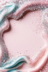Poster - Delicate pearlescent backdrop framed with shimmering glitter in pastel shades. The soft, airy design creates an ethereal atmosphere for high-end stationery