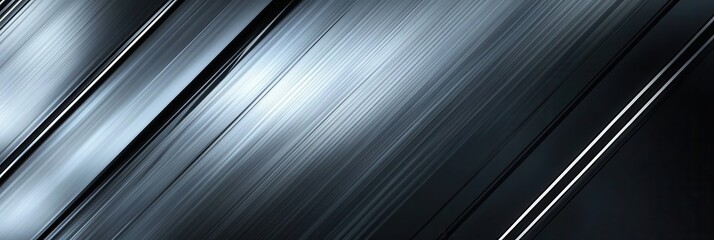 Fototapete - Dynamic metallic background with sleek silver and black lines creating an industrial and modern aesthetic in a professional setting