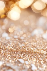 Poster - The backdrop features a smooth golden glitter with a shimmering border, creating an elegant atmosphere. The soft gradient center is perfect for text, exuding warmth and luxury