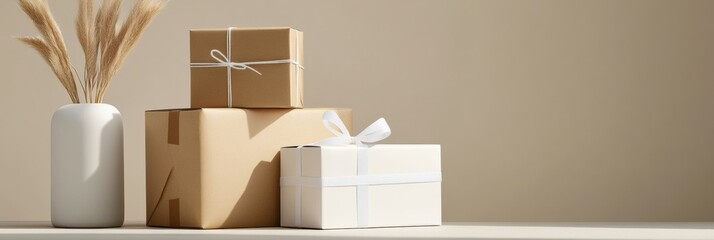 Poster - Minimalist Eco-Shipping Revolution Kraft Paper Packaging Design with Sustainable Aesthetic for Modern E-Commerce Logistics and Green Business Solutions