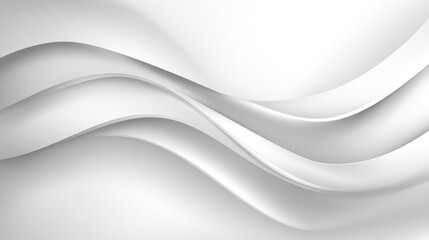 Poster - A smooth, flowing abstract design featuring soft white curves and waves, creating a sense of depth and tranquility, suitable for backgrounds or modern art projects