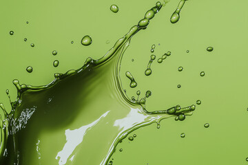 Poster - Emerald Splash: Capturing a dynamic moment of a vibrant emerald liquid exploding into droplets, highlighting its fluid form and textured surface.