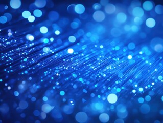 Aufkleber - Abstract blue background featuring shimmering light particles and bokeh effects, creating a vibrant atmosphere suitable for technology themes and digital design projects